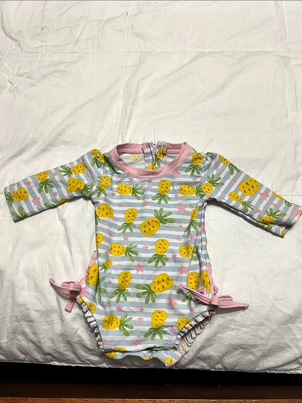 RuffleButts Baby One Piece Rash Guard swim suit 0-3M